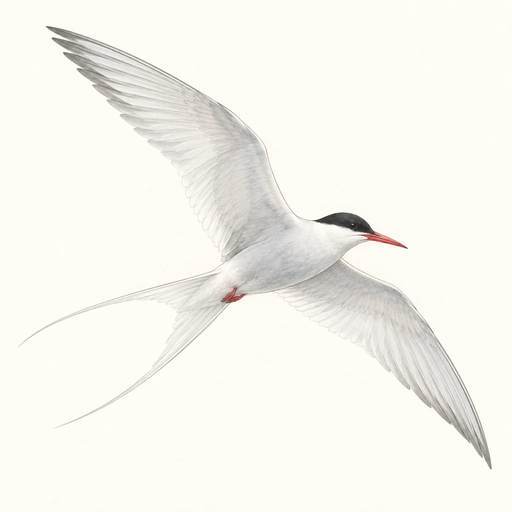 Gentle pencil and watercolour illustration of Arctic tern