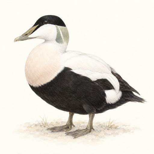Gentle pencil and watercolour illustration of Eider