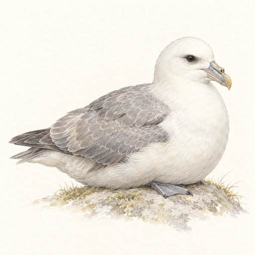Gentle pencil and watercolour illustration of Fulmar