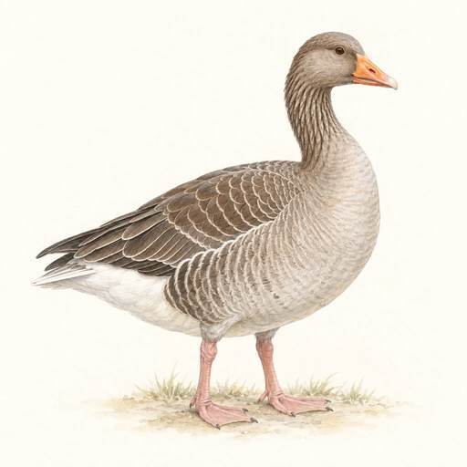 Gentle pencil and watercolour illustration of Greylag goose