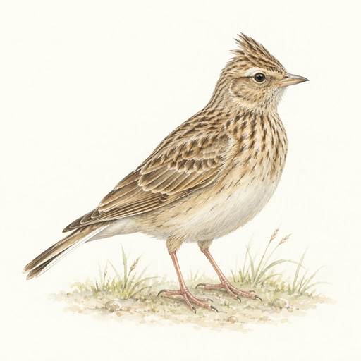 Gentle pencil and watercolour illustration of Skylark